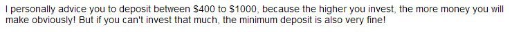 Investment amounts