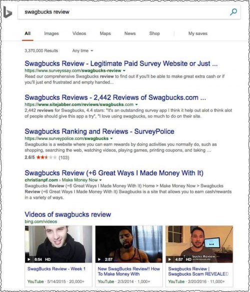 Swagbuck Bing Search