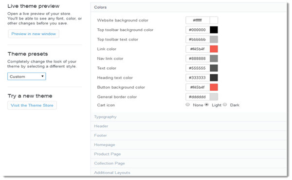 Shopify design dashboard