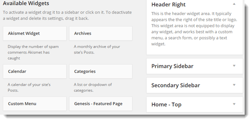 wordpress widget area