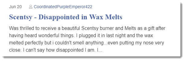 Disappointed in Wax Melts