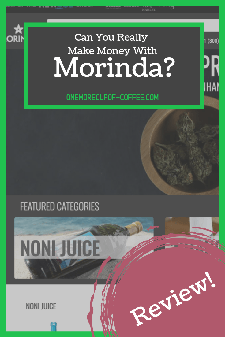 screenshot of the morinda website with text overlay, "can you really make money with morinda?"