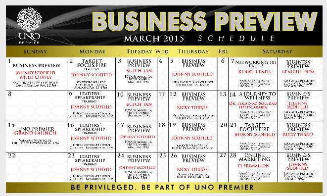 March 2015 Schedule