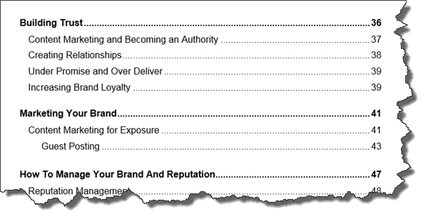 This is taken from the Table of Contents