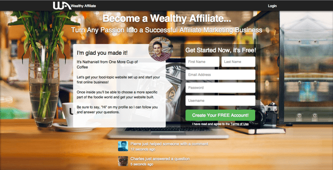 foodie affiliate website signup