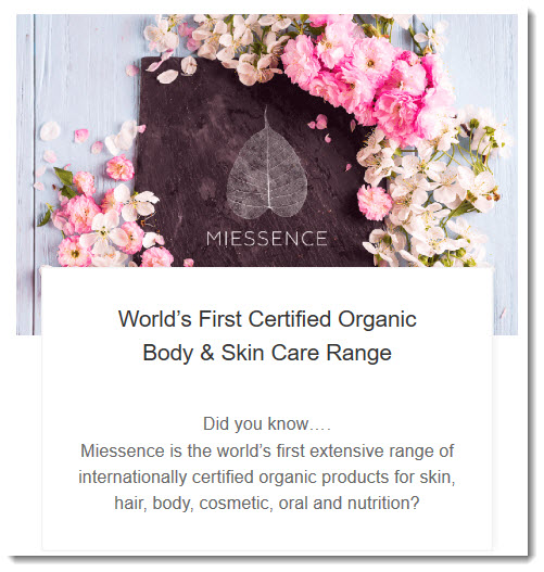 Miessence's claims about being the first organic range