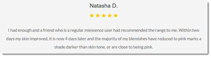 Positive Review on the Miessence Site