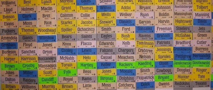 sports player names draft wall board