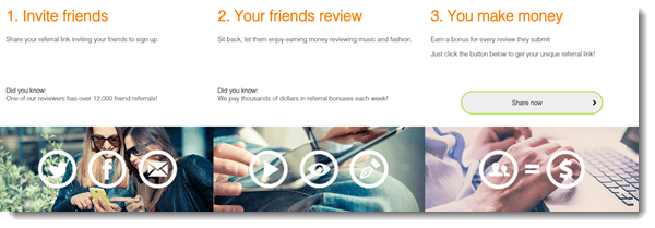 refer friends to get paid listening to music