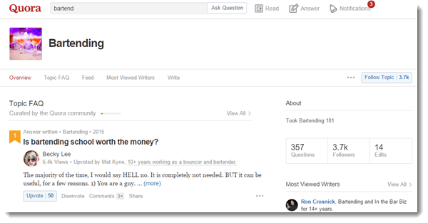 bartending on quora