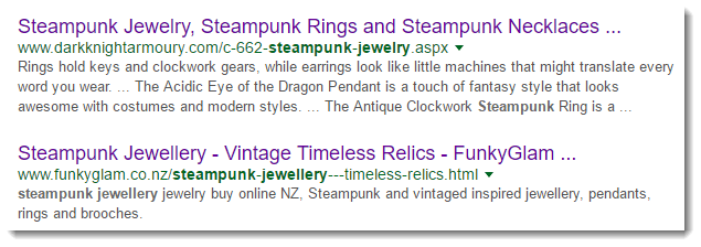 Steampunk Jewelry in Google