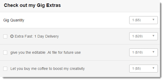 Fiverr Gig Extras