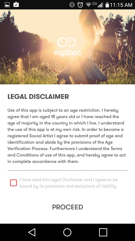 EzyShot Legal Disclaimer