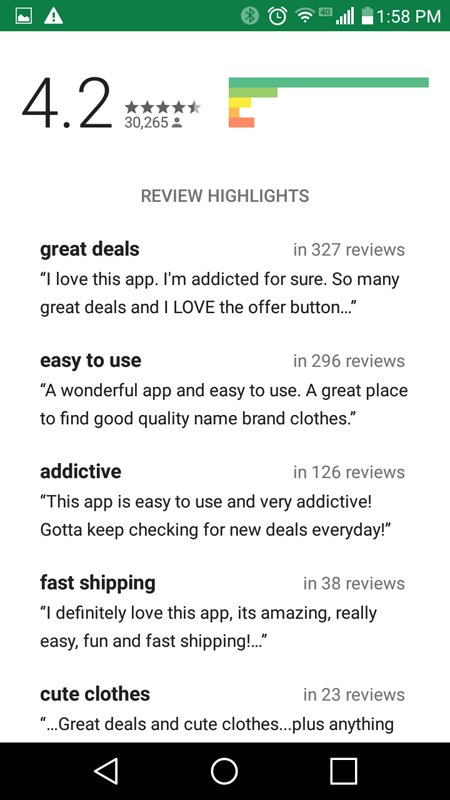 Poshmark Google Play Rating