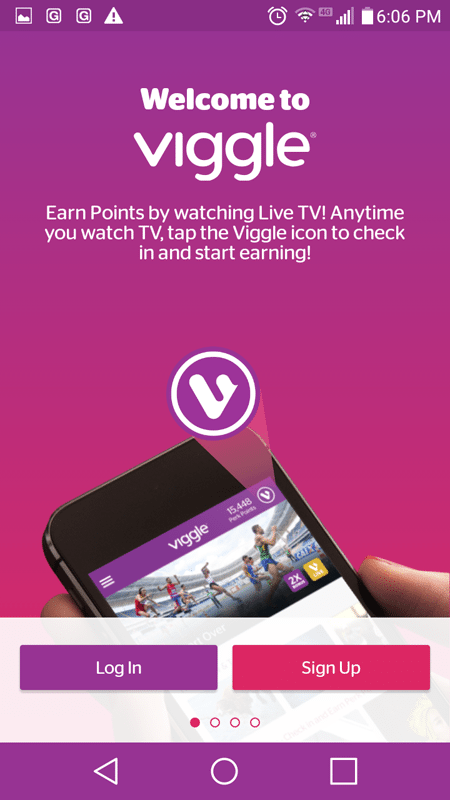 Viggle Log In Sign Up Screen