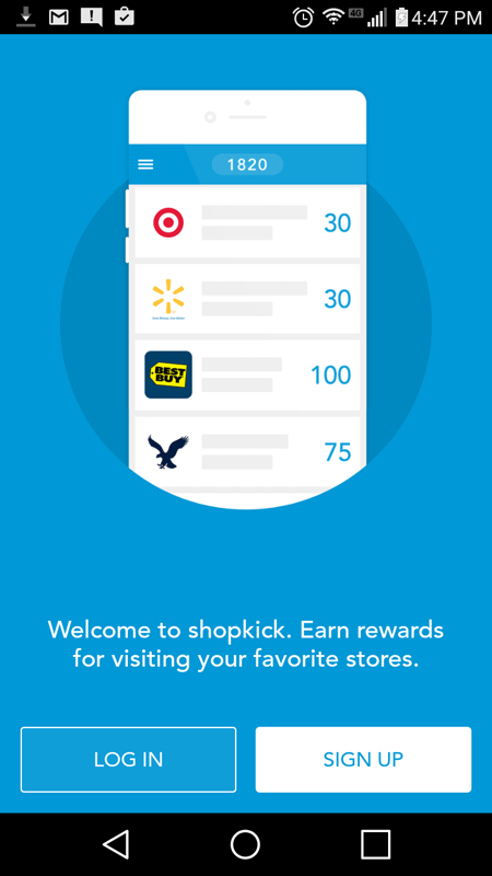 Shopkick Log In Screen