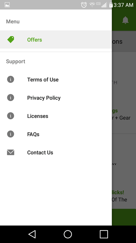 Snap By Groupon Drop Down Menu