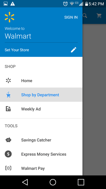 Walmart Drop Down Menu