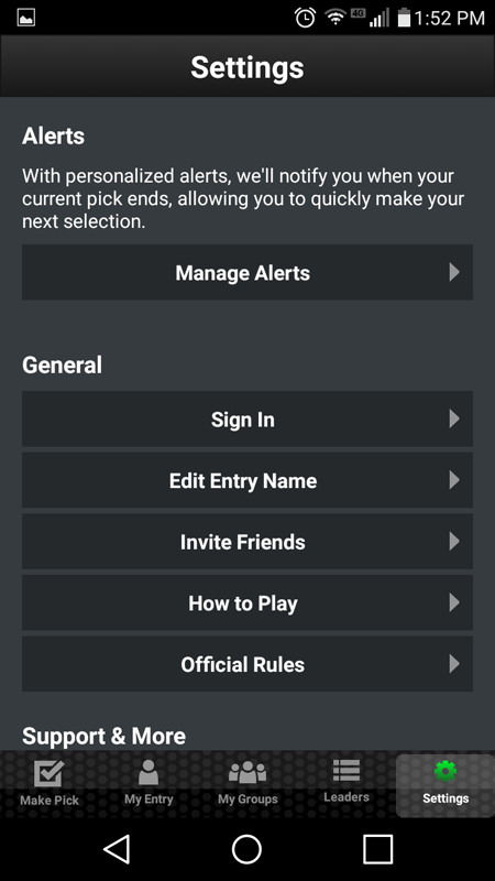 Settings Menu