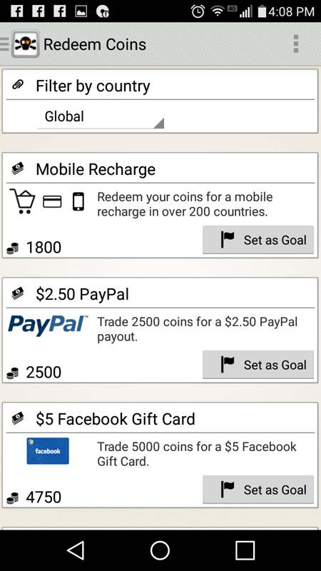 CashPirate Redeem Coins Page