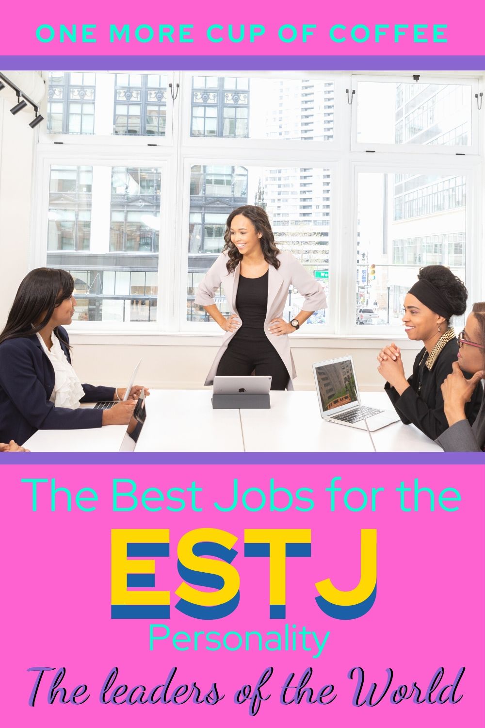 Businesswoman leading a meeting illustrating ESTJ personality jobs!