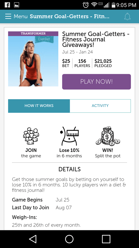 DietBet Game Details