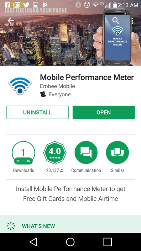 Mobile Performance Meter Basic Info