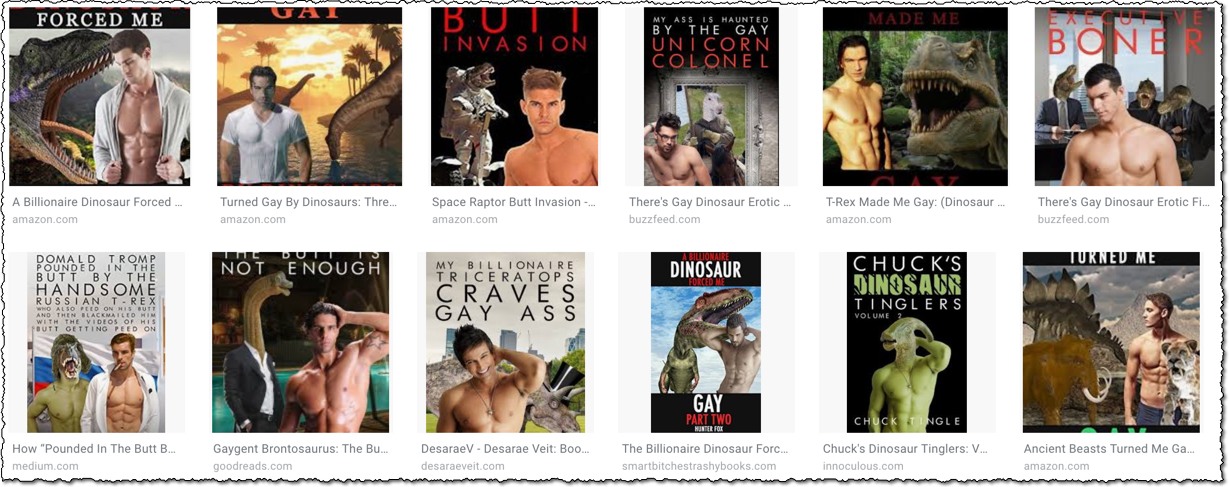 screenshot of books from the comedy erotica fiction genre