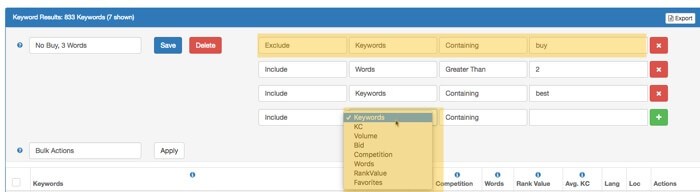 keyword filters in longtail pro