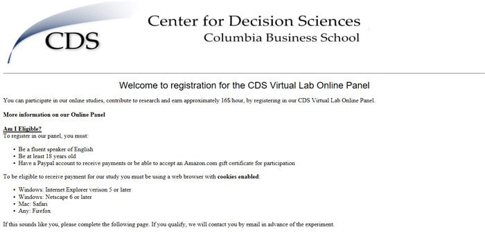 Registration Welcome Page