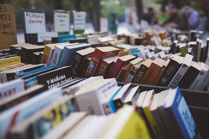 A photo of books as an example of writing curriculum