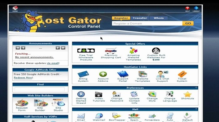 HostGator Control Panel