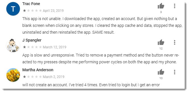 Negative App Reviews