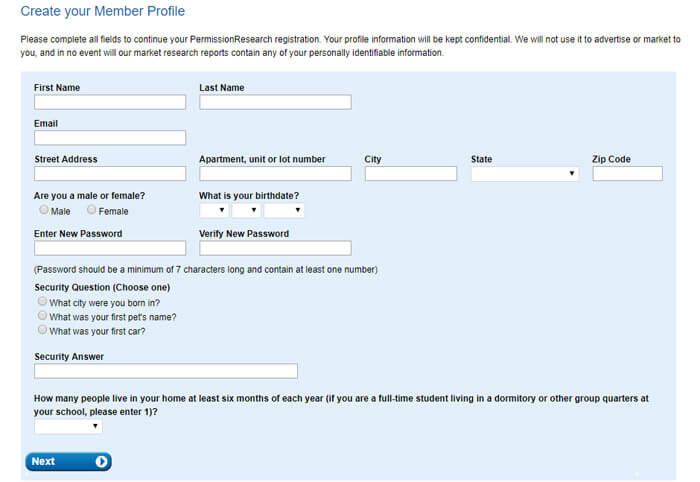 Signing Up For PermissionResearch