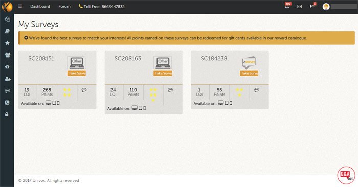 Univox Main Hub With Surveys