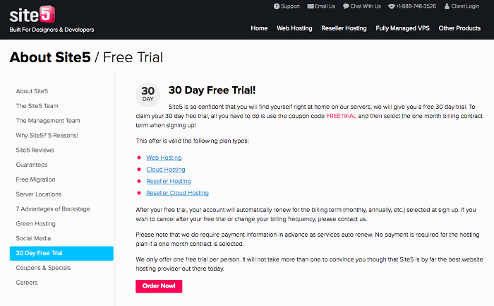 Test Site5 hosting plans with a 30-day free trial