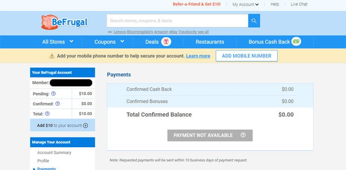 BeFrugal Payment Page