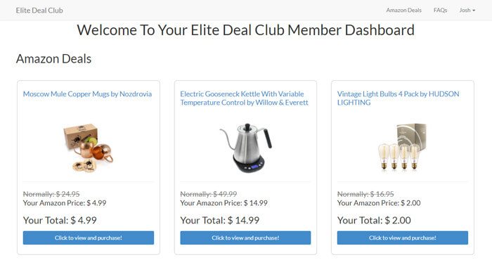 Elite Deal Club Member Dashboard