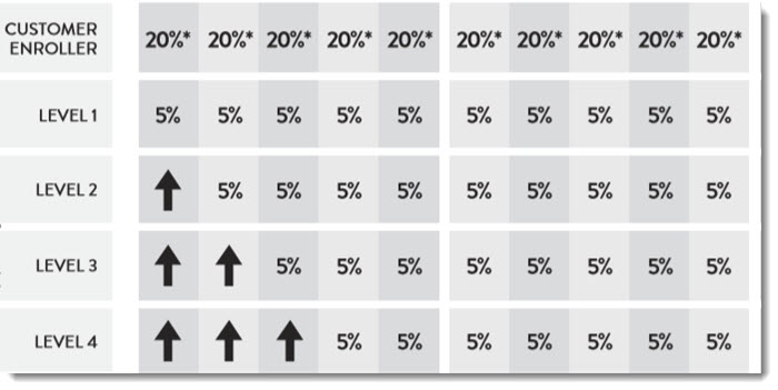 Unilevel Plan for Customer Purchases