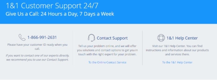 1 and 1 hosting customer support live chat ticket support