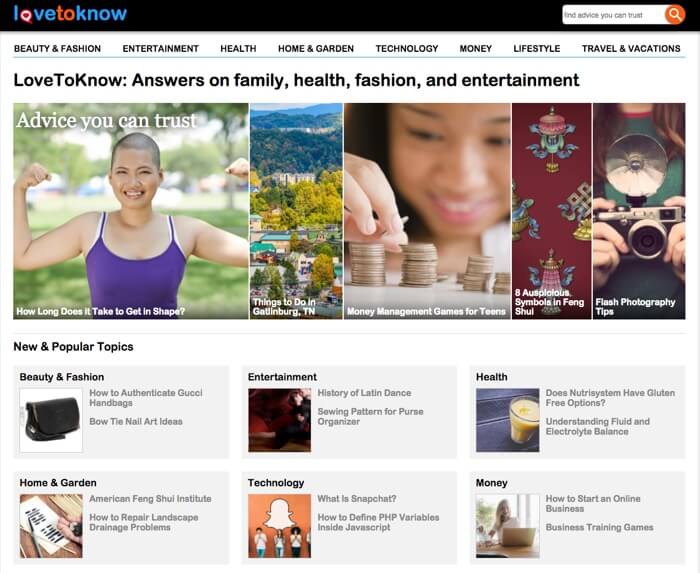 love to know website front page