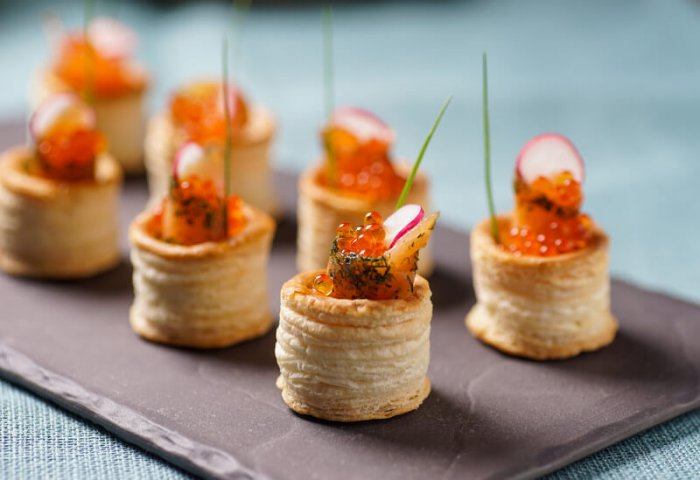 Best WordPress Recipe Plugins | One More Cup of Coffee delicate fix egg (caviar) appetizer on a plate representing the best WordPress recipe plugins