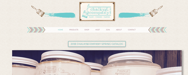 Chalky and Company Website Screenshot showing the company's logos and partial images of the products.