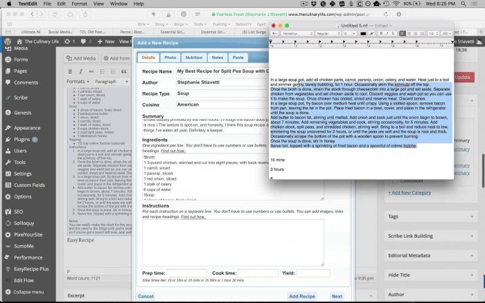 EasyRecipe | One More Cup of Coffee A recipe being converted from plain text form to a formatted recipe via Easy Recipe's tools.