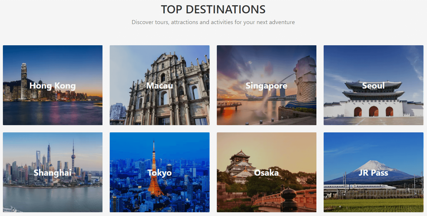 Klook Top Destinations