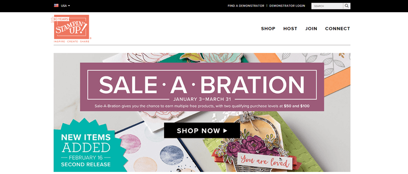 Stampin Up Website Screenshot showing their Sale.a.bration