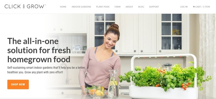 screenshot of the affiliate sign up page for Click & Grow