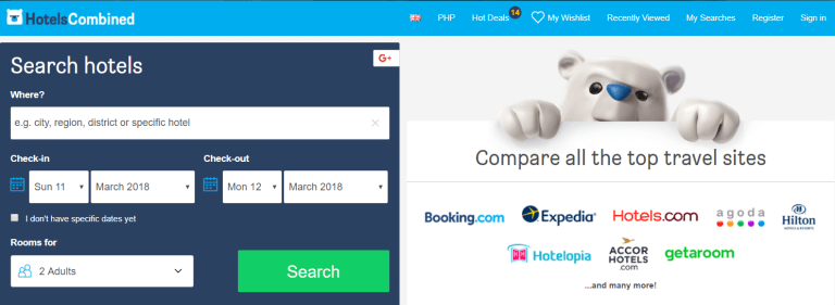 Hotels Combined Home Page