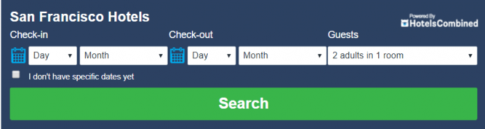 Hotels Combined Search Box Looking For San Francisco Hotels