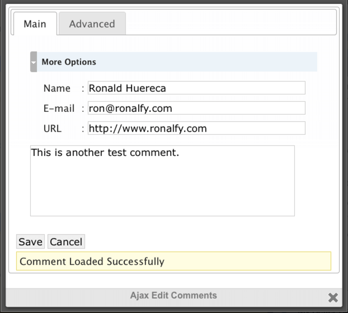 The comment tab that appears to your websites users when you install the Mihdan plugin, giving them space to write their name, e-mail address, website URL, along with the comment itself. 